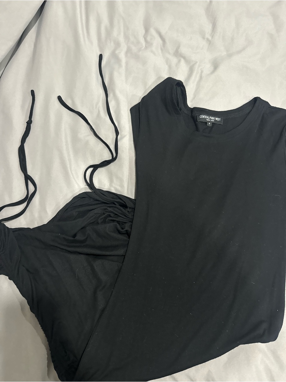 Central Park West Black Women's Tank Top with Side Tie Detail